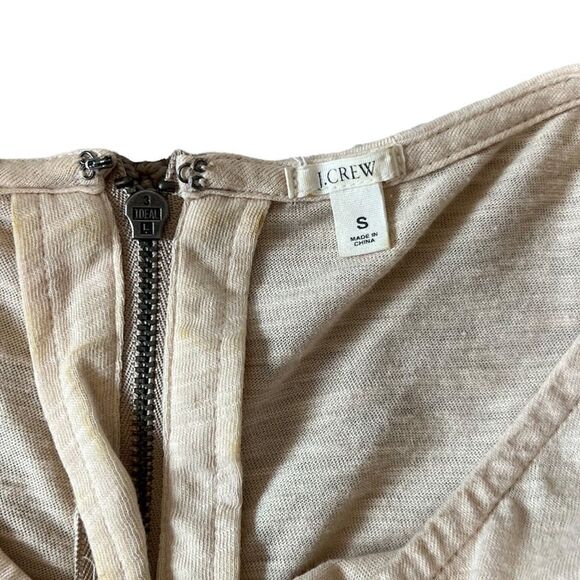 J CREW Silk Sequin Trim Tan & Silver Stripe Cotton High Neck Sleeveless Top S - Picture 6 of 8